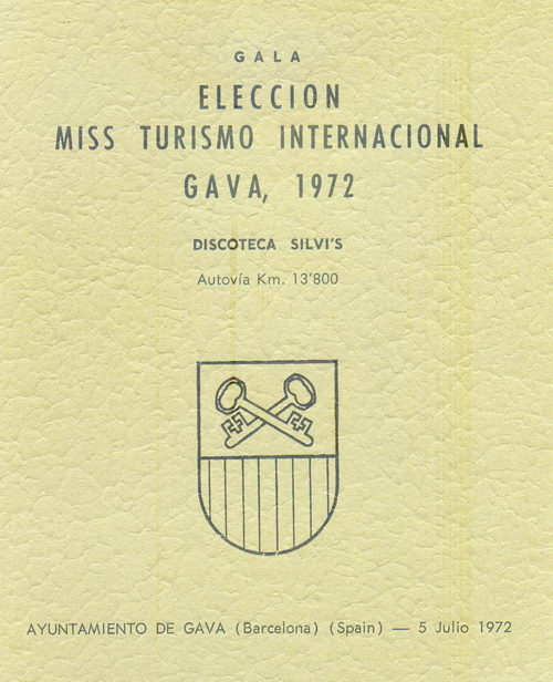 Anuncio publicado por la Feria de los Esprragos de Gav de 1972, de la eleccin en la discoteca Silvi's de Gav Mar de 'Miss Turismo Internacional'